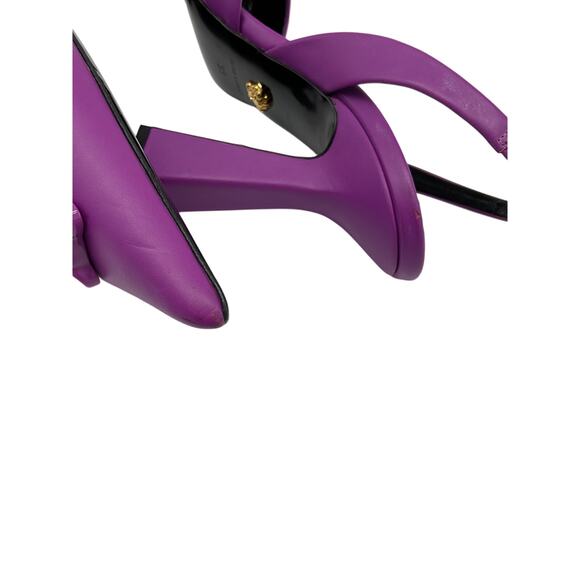 Versace 'La Medusa' Purple Leather Slingback Pumps Size 8 - Picture 5 of 7